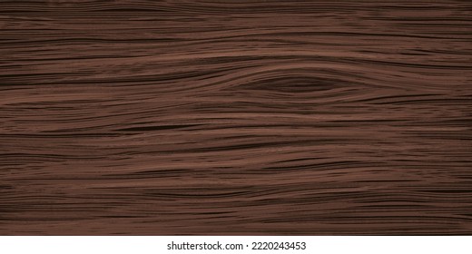 Uniform walnut wooden texture with horizontal veins. Vector wood background. Lining boards wall. Dried planks