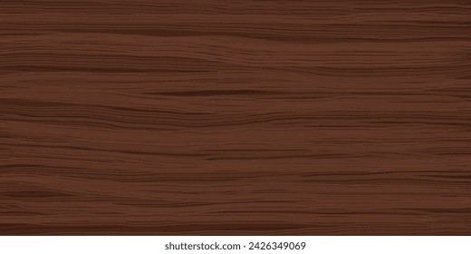 Uniform walnut wooden texture with horizontal veins. Vector wood background. Lining boards wall. Dried planks