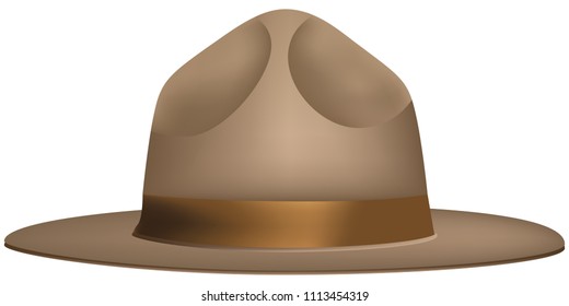 The uniform wide-brimmed hat of the ranger. Vector illustration.