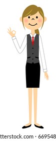 Uniform woman who signs ok