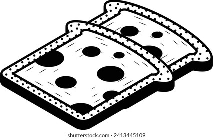 uniformed bread slices isometric concept, loaf of brown bread Hand drawn vector, Bakery and Baker drawings, food preparation and Kitchen Utensil Sketch Culinary Doodle stock illustration