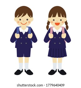 uniformed elementary boy and girl 