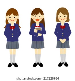 Uniformed school girls / Vector EPS 10 illustration