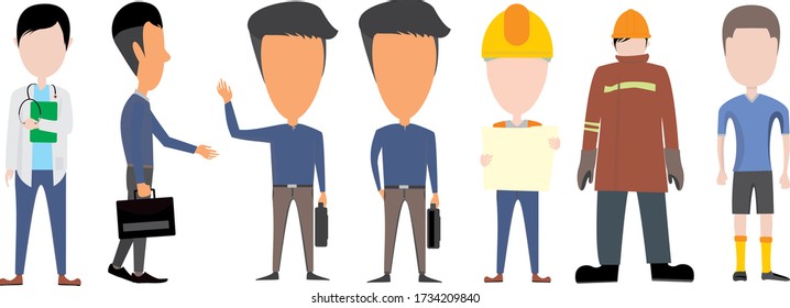 Uniforms of various professions Isolated from white background