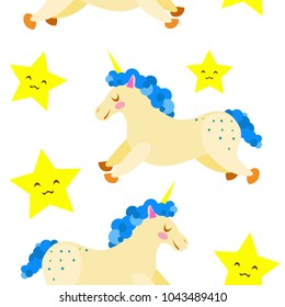 Unikorn and stars pattern.