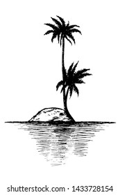 Uninhabited island sketch landscape. Element for design