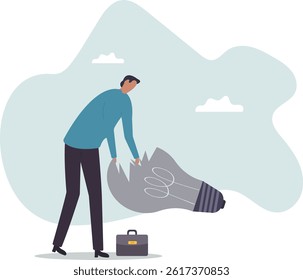 Uninspired or motivation after business failure, burnout or exhausted from crisis, no new idea or inspiration.character for design.