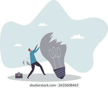 Sem inspiração ou motivação após o fracasso do negócio, esgotamento ou exausto da crise, nenhuma ideia nova ou inspira.personagem para design.