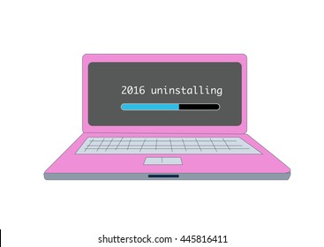uninstall 2016, year end concept vector 