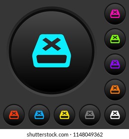 Uninstall dark push buttons with vivid color icons on dark grey background