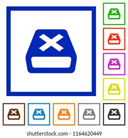 Uninstall flat color icons in square frames on white background