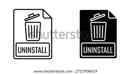 Uninstall icon. Line with editable stroke and flat for Web