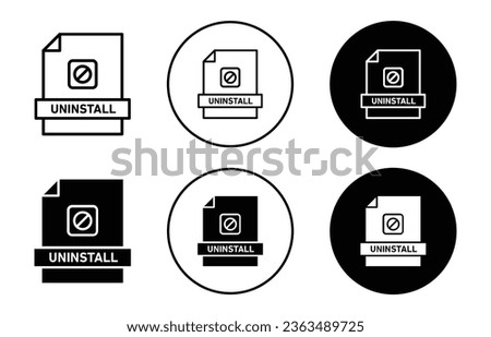 uninstall icon. Remove computer file data or mobile app symbol. Delete unusual software application from phone vector.  