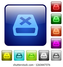 Uninstall icons in rounded square color glossy button set