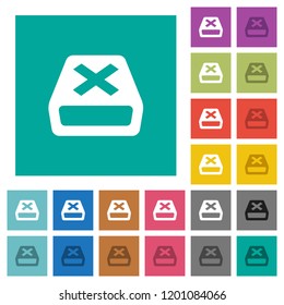 Uninstall multi colored flat icons on plain square backgrounds. Included white and darker icon variations for hover or active effects.
