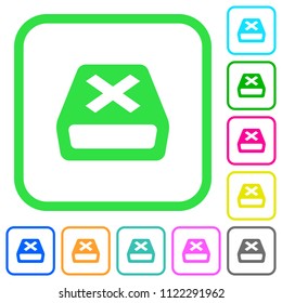 Uninstall vivid colored flat icons in curved borders on white background