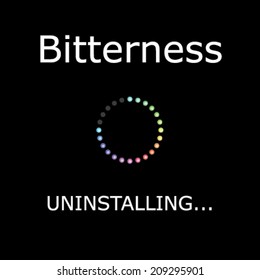 An UNINSTALLING Illustration with Black Background - Bitterness