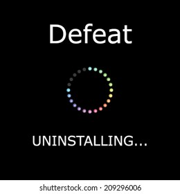 An UNINSTALLING Illustration with Black Background - Defeat