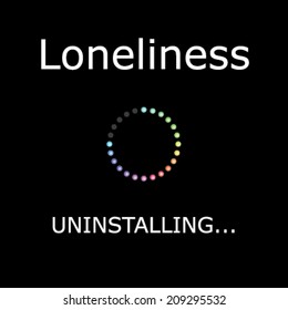 An UNINSTALLING Illustration with Black Background - Loneliness