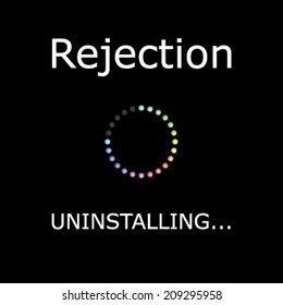 An UNINSTALLING Illustration with Black Background - Rejection