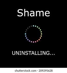 An UNINSTALLING Illustration with Black Background - Shame