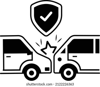 uninsured or under insured motorist coverage stock illustration, Lorry collision Vector Icon Design, Financial loss Protection Symbol, Risk management Sign, Accidental automobile insurance Concept