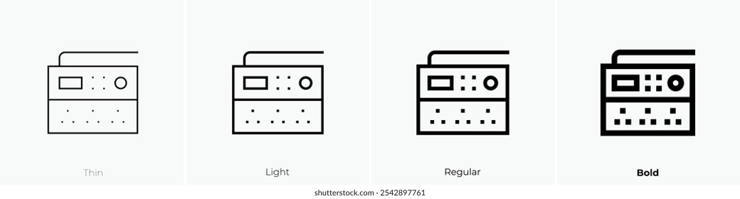 Symbol für unterbrechungsfreies Netzteil. Dünnes, helles Design im regulären und kühlen Stil, einzeln auf weißem Hintergrund
