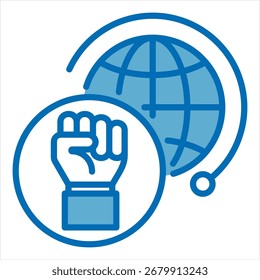 Ilustración de icono único blanco azul de la unión