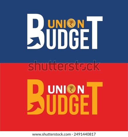 union budget typography. vector illustration isolated on dark background
