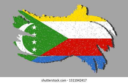 Union of Comoros grunge flag, Union of Comoros flag with shadow on isolated background, vector illustration