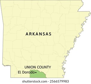 Union County and city of El Dorado location on Arkansas state map