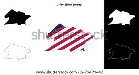 Union County (New Jersey) outline map set