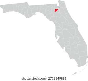 Union County en el mapa del Vector Editable del Estado de Florida
