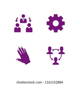 union icon. 4 union set with cog wheel silhouette, partner, hand of black human and team vector icons for web and mobile app