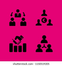 union icon. 4 union set with team, euro, business agreement and teamwork vector icons for web and mobile app