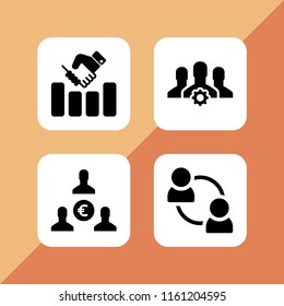 union icon. 4 union set with teamwork, business agreement, team and euro vector icons for web and mobile app