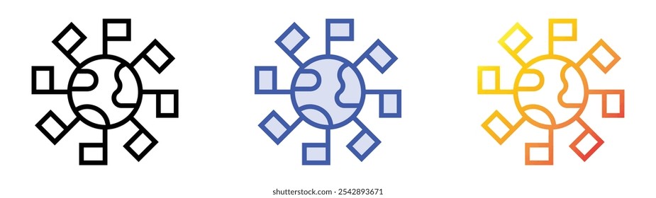 icono sindical. Lineal, relleno azul y diseño de estilo degradado aislado sobre fondo blanco