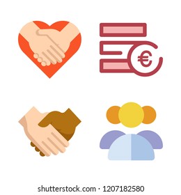 union icon set. vector set about handshake, euro and group icons set.