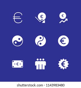 union icon set. yin yang, euro and unity vector icon for graphic design and web