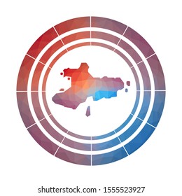 Union Island badge. Bright gradient logo in low poly style. Multicolored Union Island rounded sign with map in geometric style for your infographics.