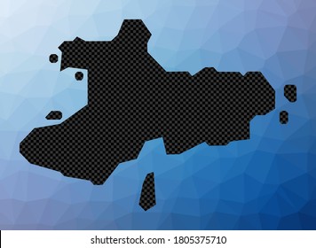 Mapa geométrico de Union Island. Forma de patrón de la Unión en un estilo de polos bajo. Ilustración vectorial de isla radiante.