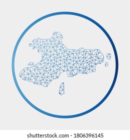 Union Island icon. Network map of the island. Round Union sign with gradient ring. Technology, internet, network, telecommunication concept. Vector illustration.