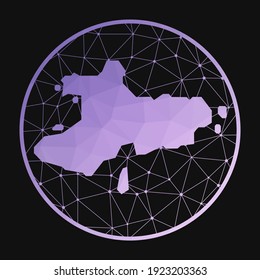 Union Island icon. Vector polygonal map. Union icon in geometric style. The island map with purple low poly gradient on dark background.