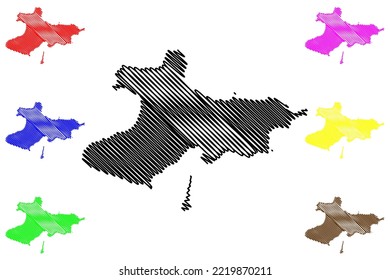 Union island (Saint Vincent and the Grenadines, Cenrtal America, Caribbean islands) map vector illustration, scribble sketch Union map