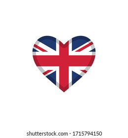 Union Jack British Heart Logo Vector