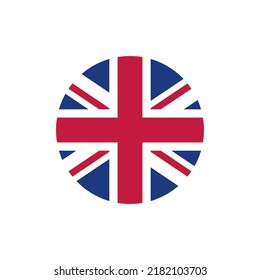 Union Jack flag. British flag round icon. United Kingdom, Great Britain national symbols. Vector icon isolated on white background