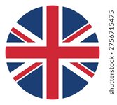 The union jack flag displayed in a circular and segmented design