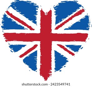 Union Jack Flag Distressed Messy Heart