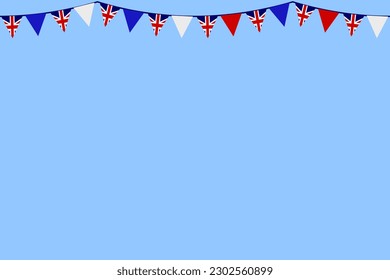 Union Jack flag garland for decoration background banner. 