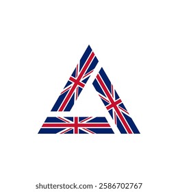 union jack flag triangle icon. vector illustration 